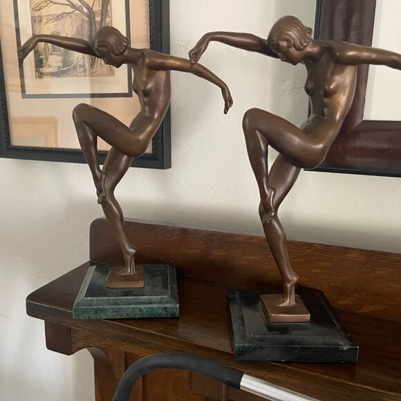 Art Deco Bronze French Female Dancers - Pair - Picture 8 of 8